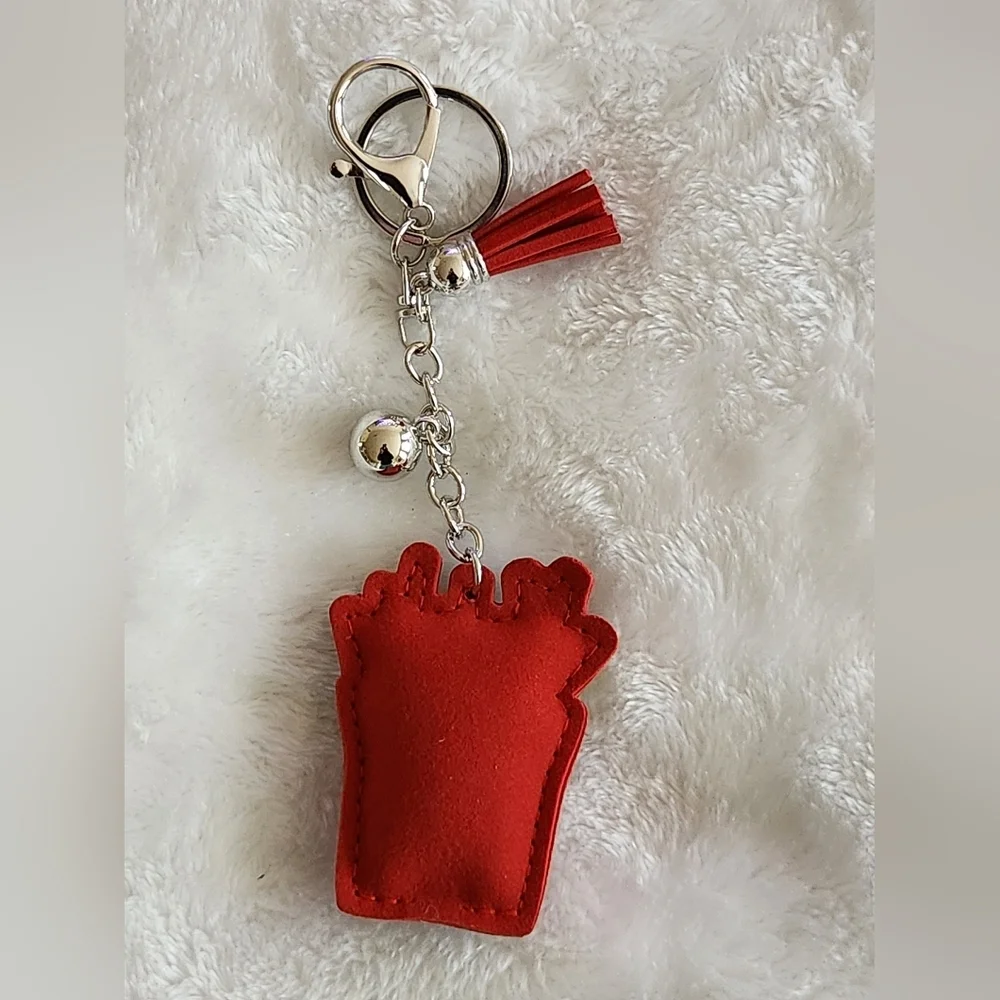 French Fries Red and Yellow Rhinestone Keychain Bag Charm